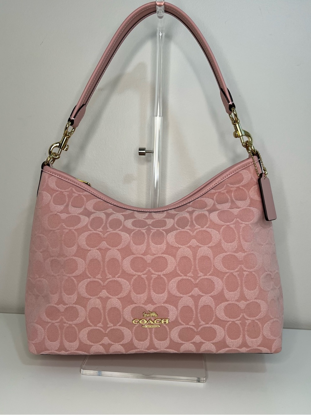 NWT Coach Laurel Pink Denim Signature Jacquard Designer Bag CER66